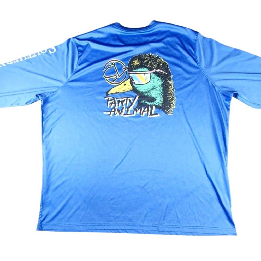 Southern Lure Shirt Mens 3XL Blue Party Animal Graphic Long Sleeve Fishing UV